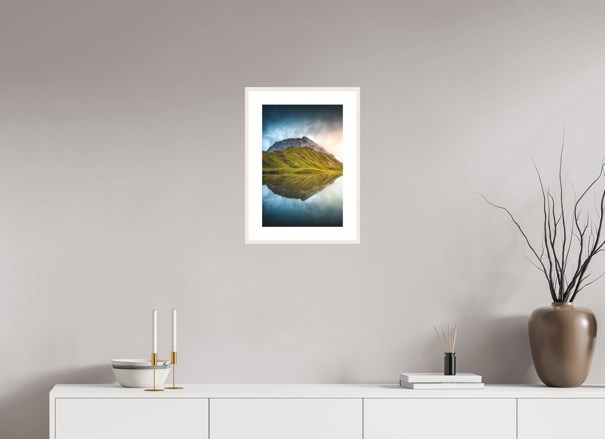 30 x 45 cm, Rahmen-Weiß Morning Light at the Monzabonsee, Zürs