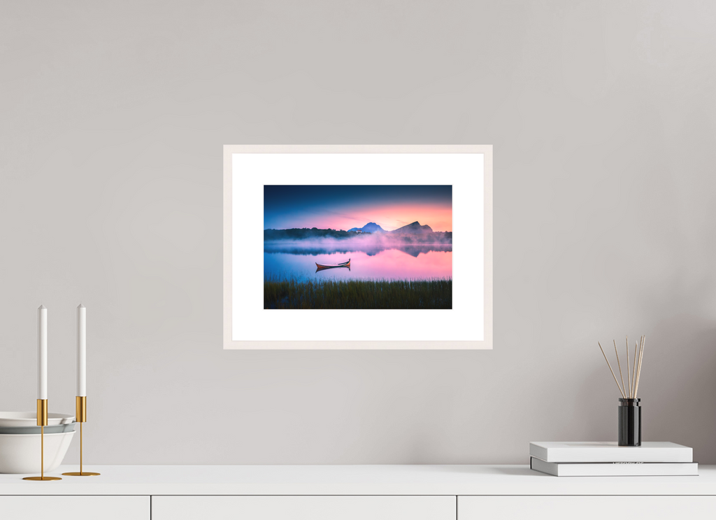 30 x 20 cm, Rahmen-Weiß Evening Mood, Lofoten