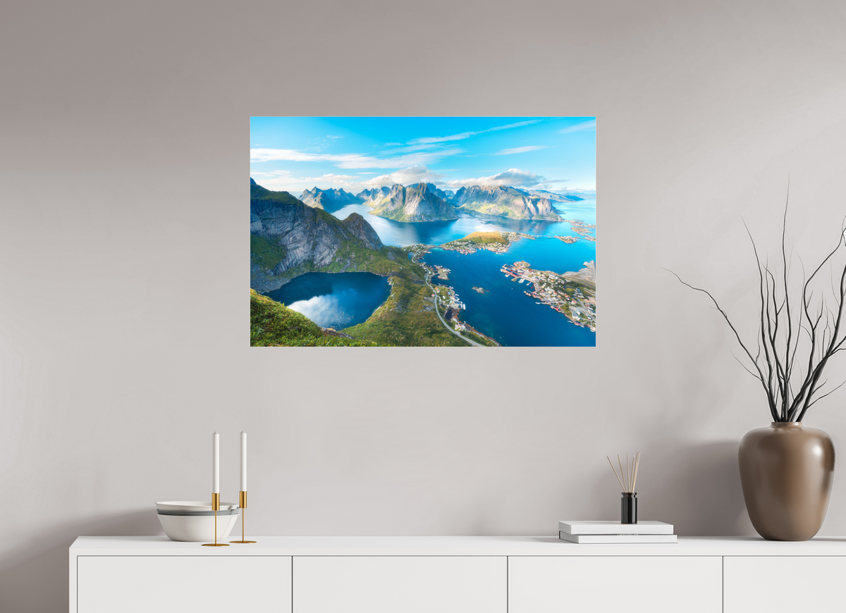 90 x 60 cm, Photo Print Under Acrylic Glass Reinebringen View, Lofoten Norway