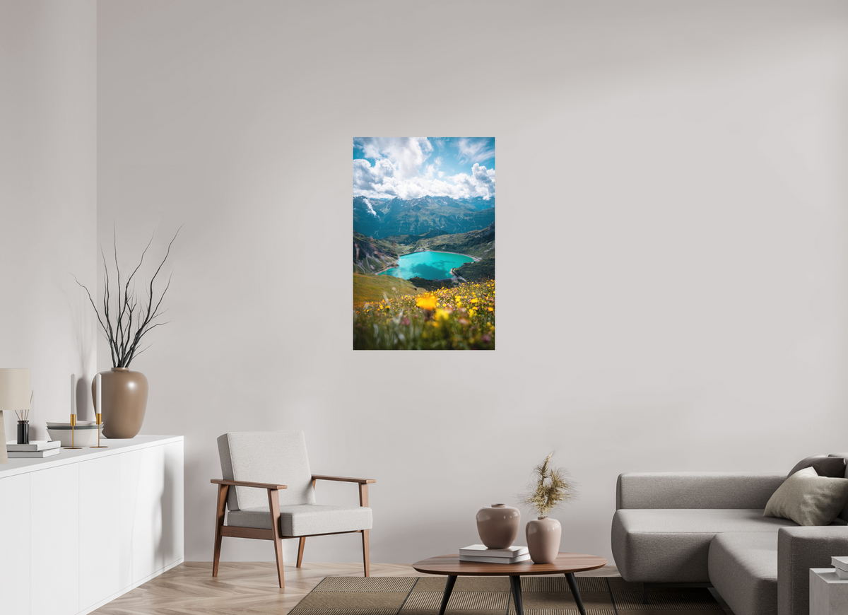 70 x 105 cm, Papierprint ohne Rahmen Turquoise Lake in Summer, Lech