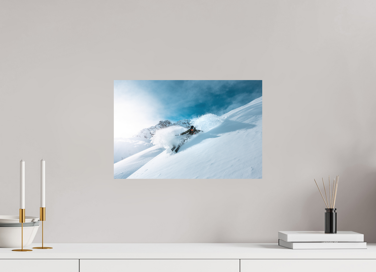 45 x 30 cm, Papierprint ohne Rahmen Deep Powder Turn, Zürs