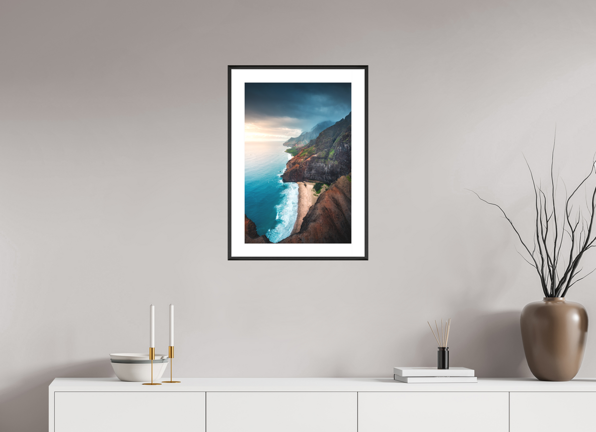 40 x 60 cm, Rahmen-Schwarz Coastline Viewpoint, Kauai