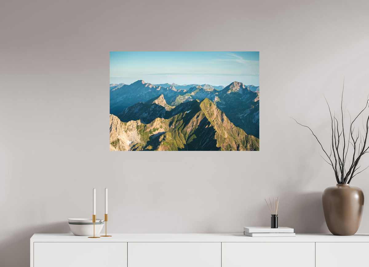 90 x 60 cm, Papierprint ohne Rahmen Mohnenfluh Morning Light, Lech Austria