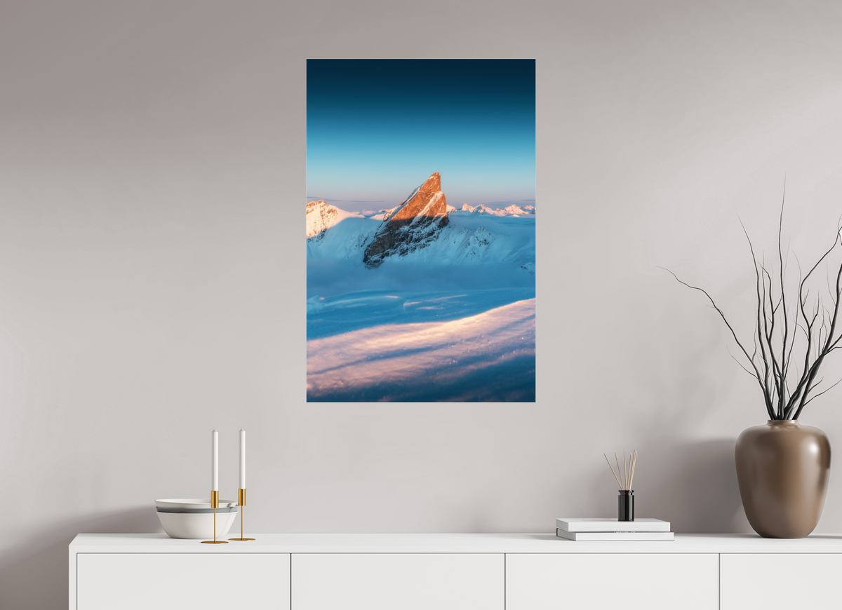 60 x 90 cm, Photo Print Under Acrylic Glass Roggspitze Sunset Light, Arlberg