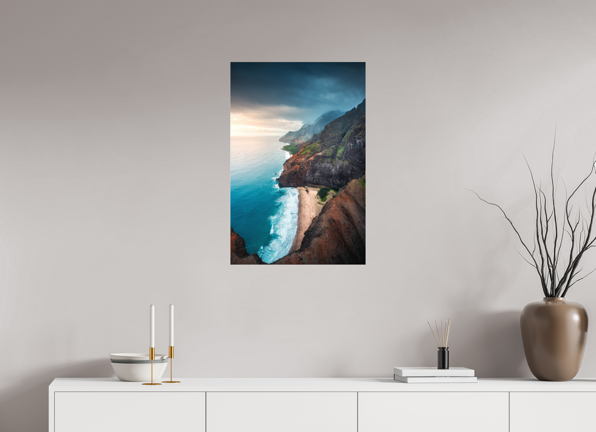 50 x 75 cm, Photo Print Under Acrylic Glass Coastline Viewpoint, Kauai