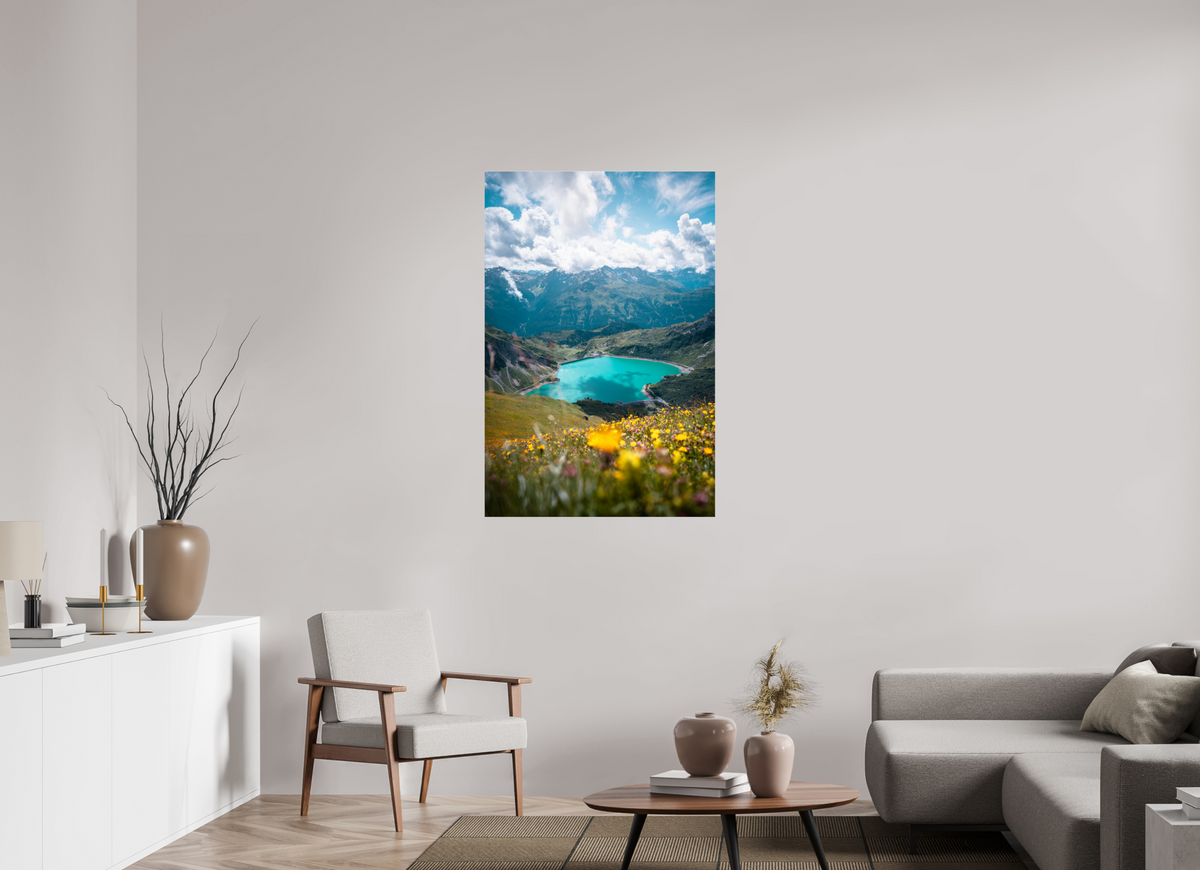 80 x 120 cm, Photo Print Under Acrylic Glass Turquoise Lake in Summer, Lech
