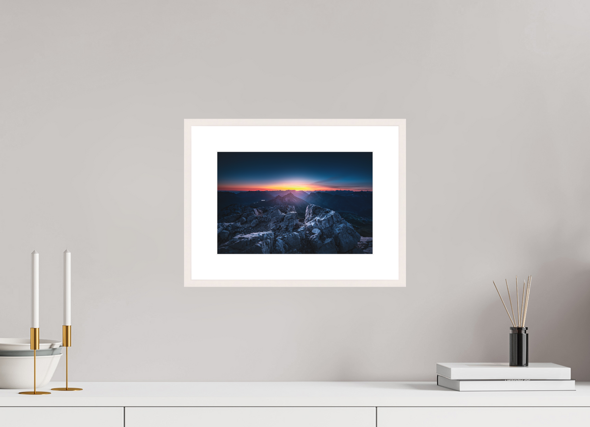 30 x 20 cm, Rahmen-Weiß Sunrise at the Mohnenfluh, Lech