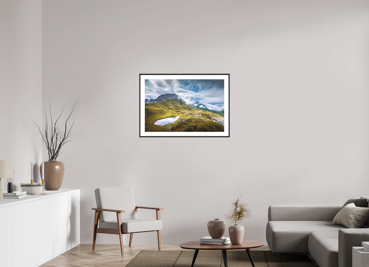 90 x 60 cm, Rahmen-Schwarz Monzabonsee Above Zürs