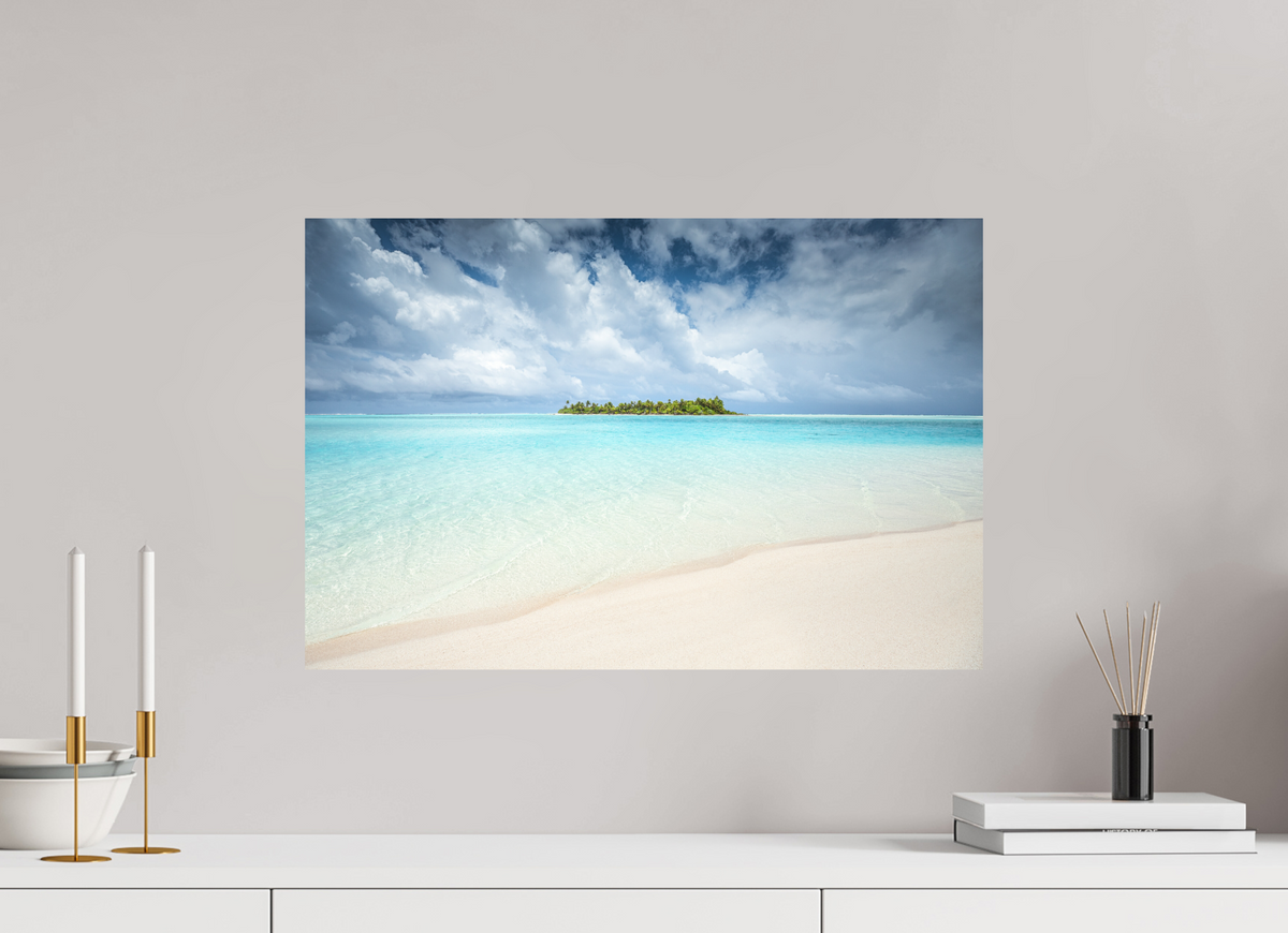 60 x 40 cm, Papierprint ohne Rahmen Island in the Lagoon, Aitutaki