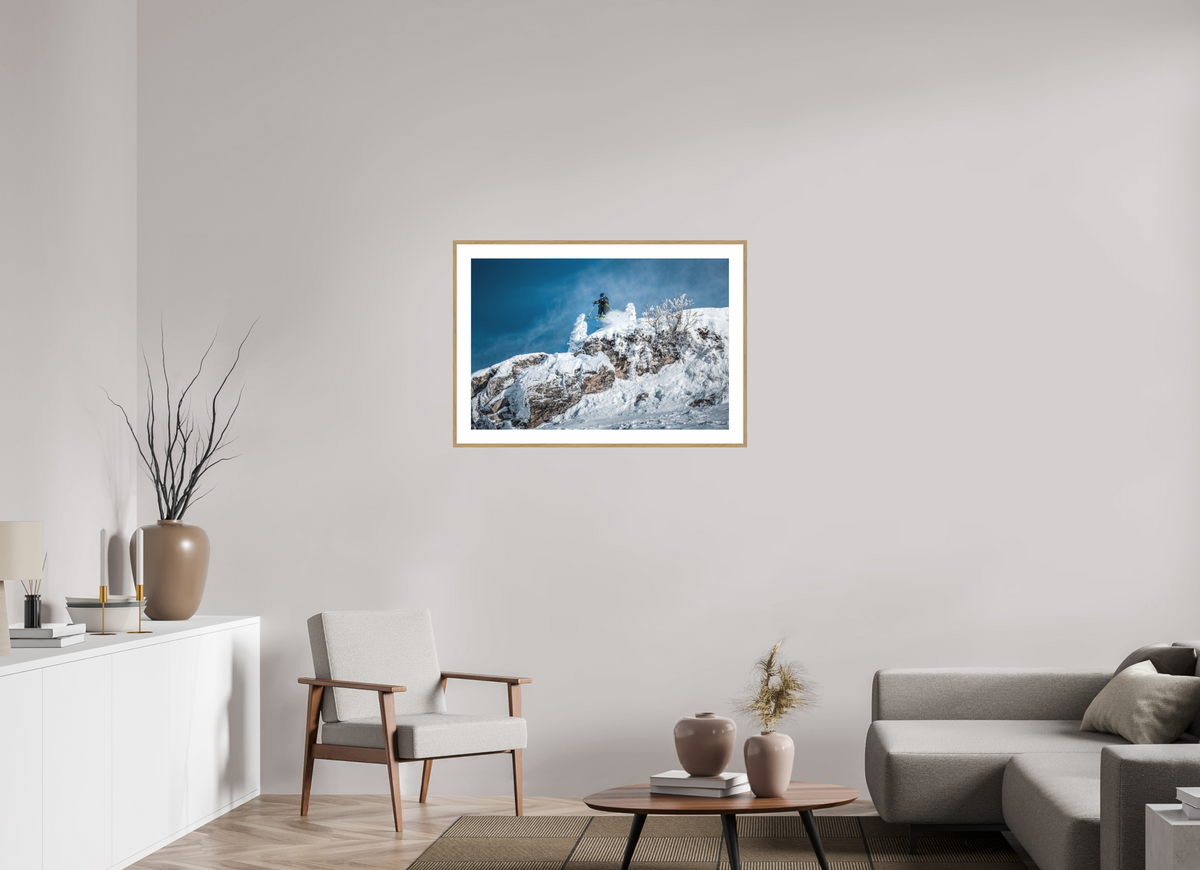 90 x 60 cm, Rahmen-Holzoptik St. Anton Skiing, Arlberg Austria