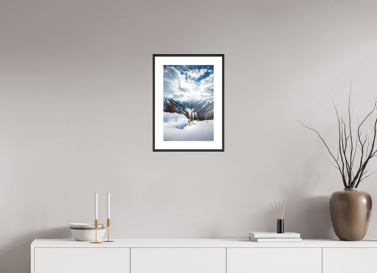 30 x 45 cm, Rahmen-Schwarz Freeride in Deep Powder, Arlberg