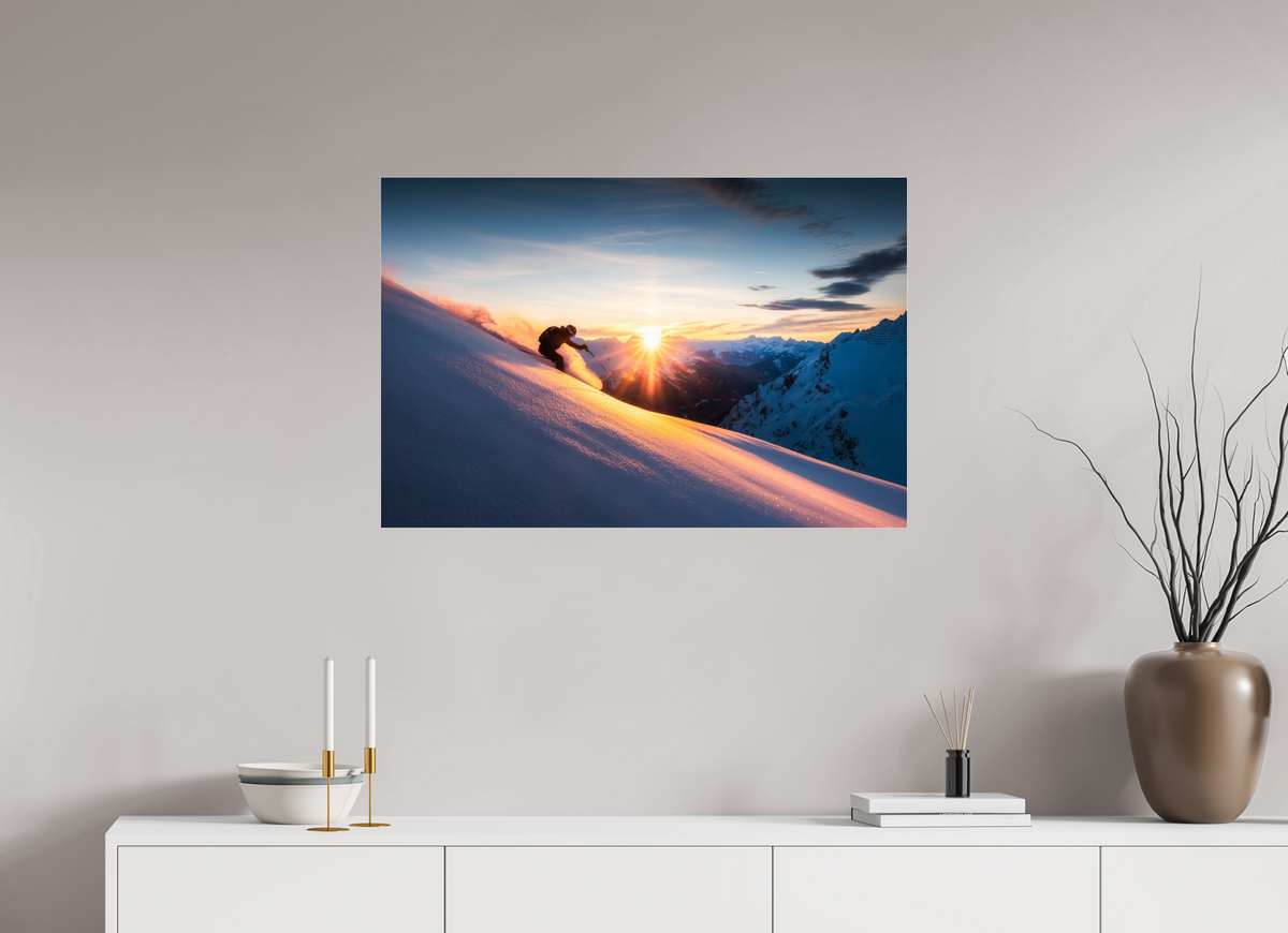 90 x 60 cm, Photo Print Under Acrylic Glass Ski Sunset at Trittkopf, Zürs Arlberg