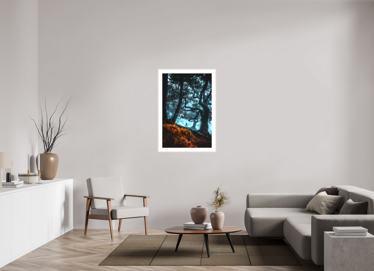 70 x 105 cm, Rahmen-Weiß Enchanted Forest, Fanal, Madeira