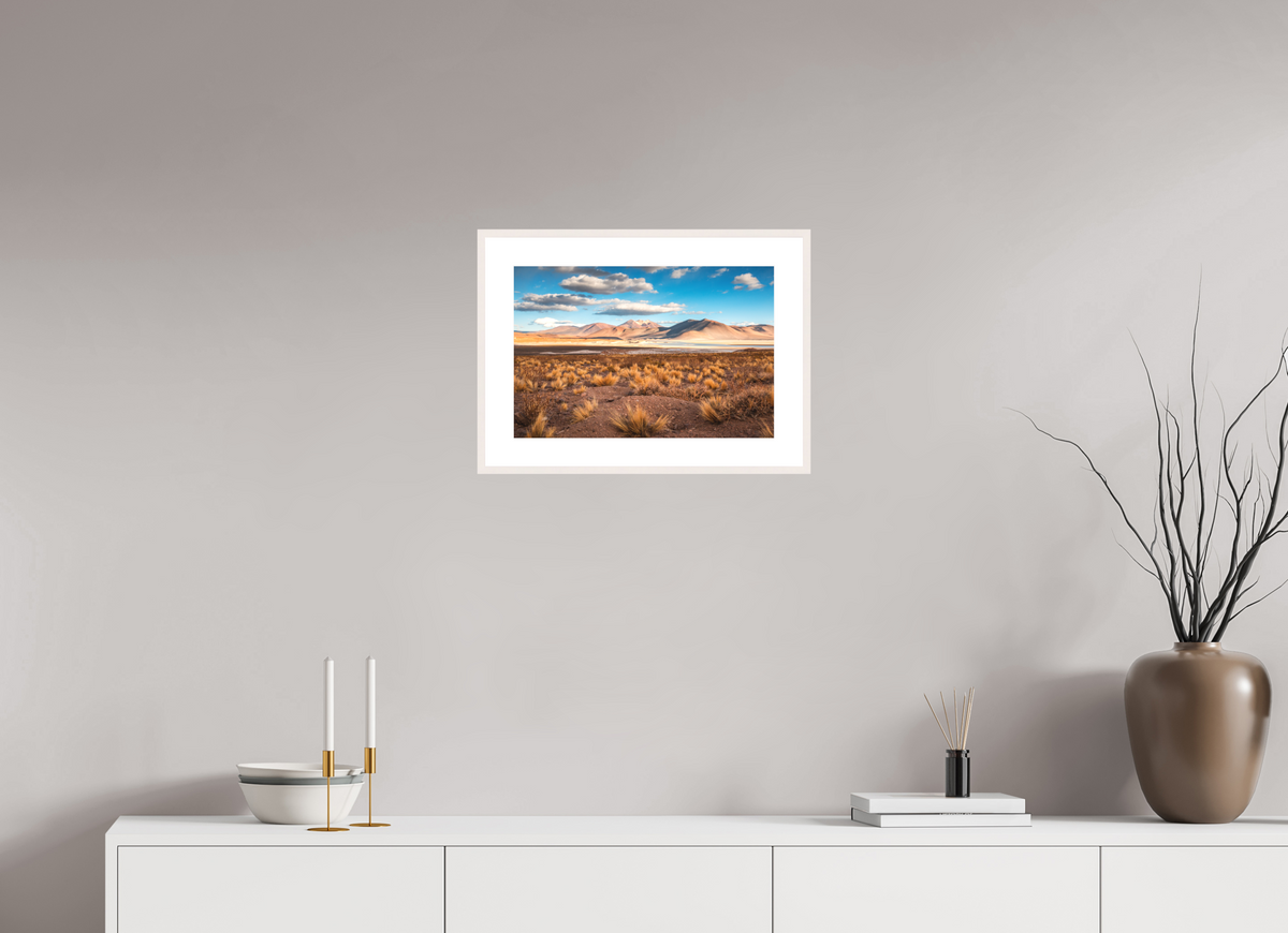 45 x 30 cm, Rahmen-Weiß Golden Light in the Atacama Desert