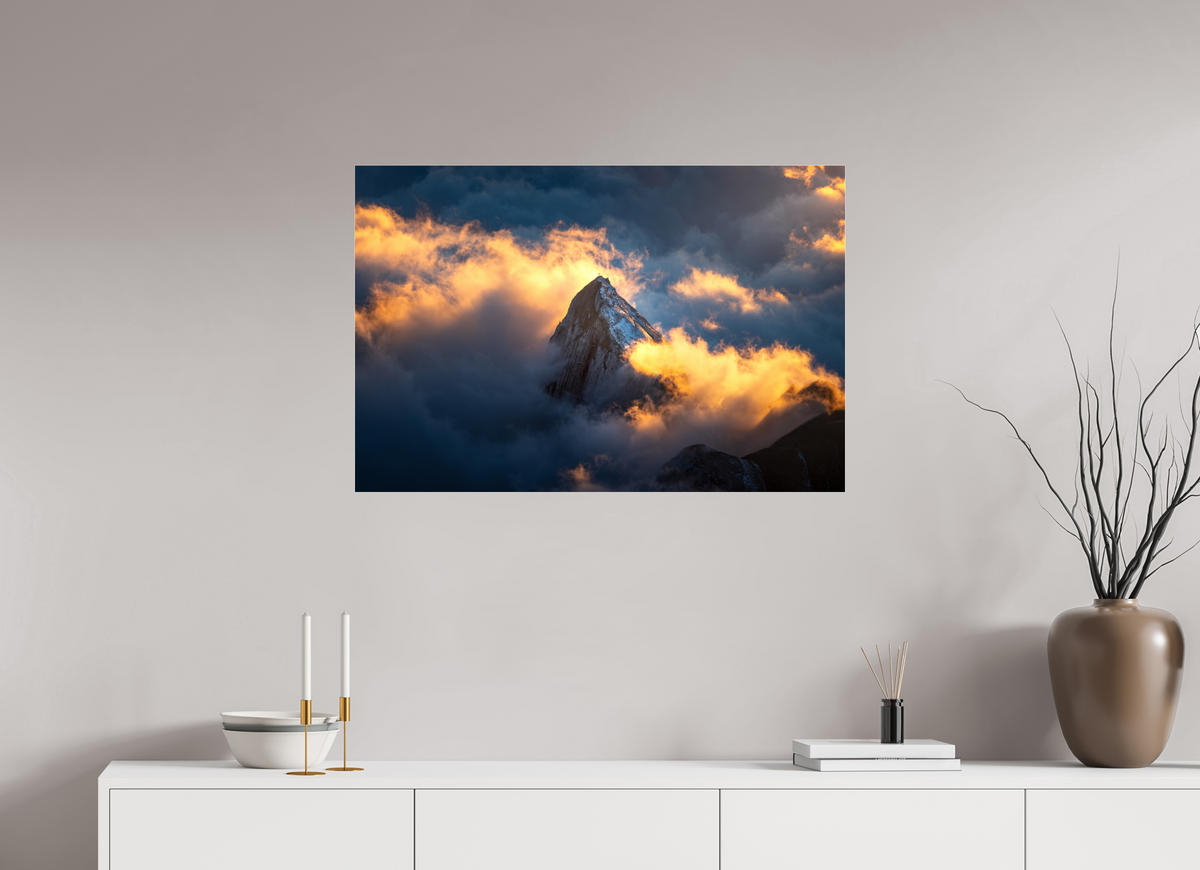 90 x 60 cm, Photo Print Under Acrylic Glass Säntis Cloud Glow at Sunset, Switzerland
