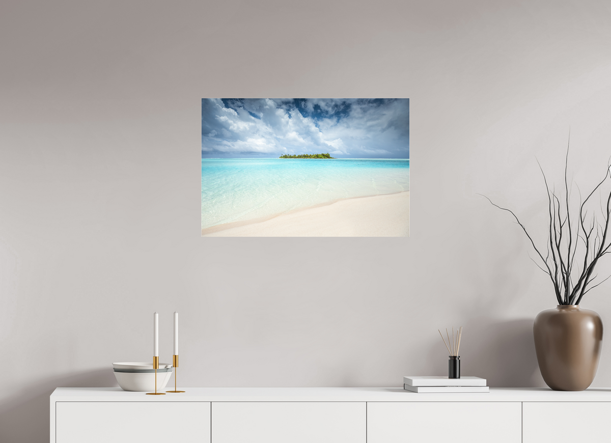 75 x 50 cm, Photo Print Under Acrylic Glass Island in the Lagoon, Aitutaki