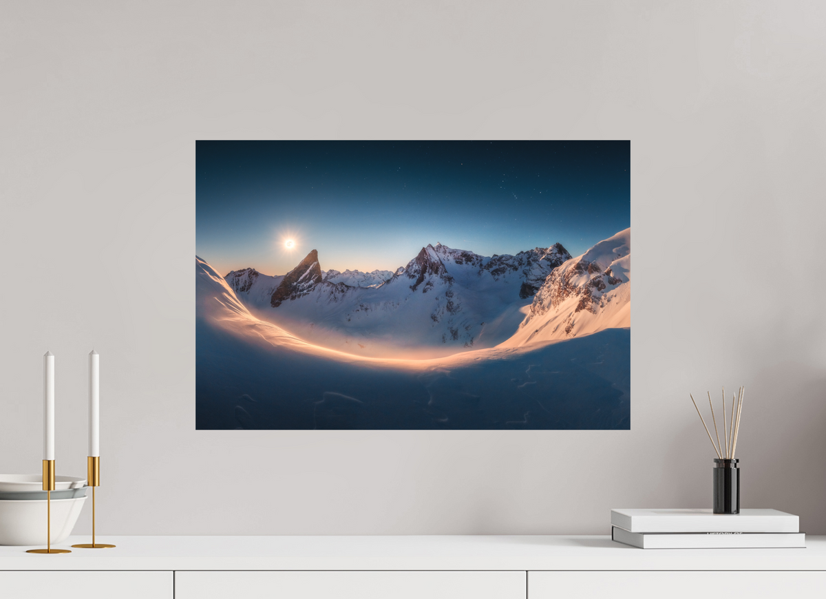 60 x 40 cm, Papierprint ohne Rahmen Full Moon at the Valluga, Arlberg