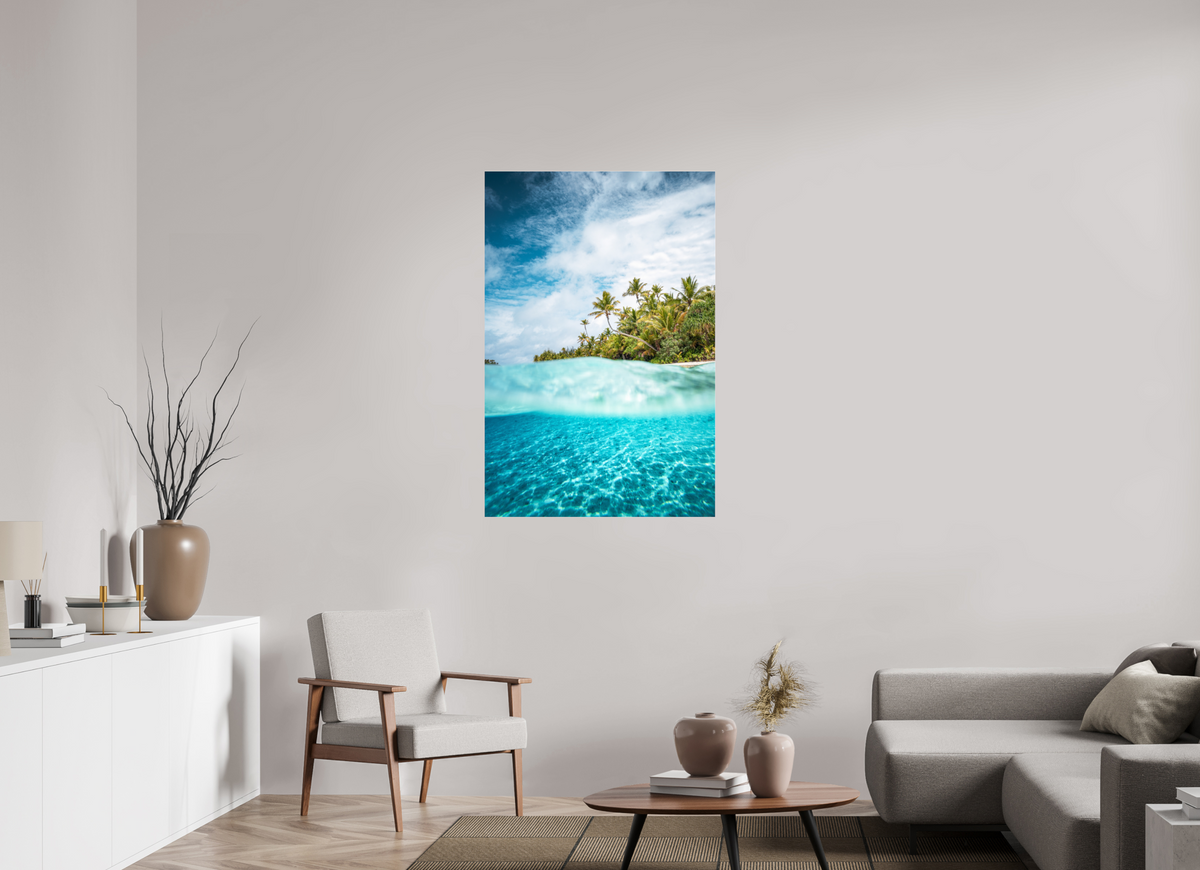 80 x 120 cm, Photo Print Under Acrylic Glass Above and Below the Waterline, Aitutaki