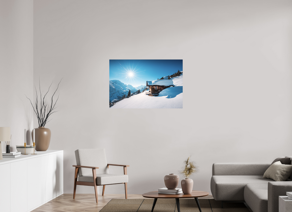 105 x 70 cm, Papierprint ohne Rahmen Zug Hütte, Alpine Refuge, Arlberg
