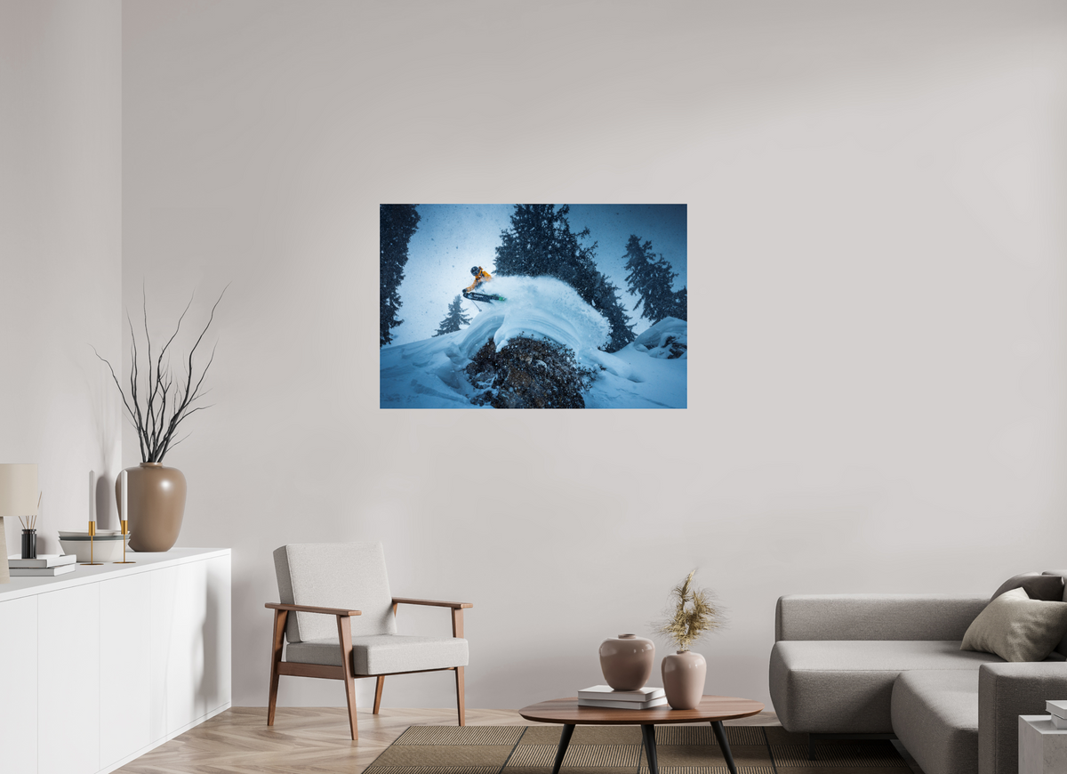 120 x 80 cm, Photo Print Under Acrylic Glass Freeride Jump, Sonnenkopf