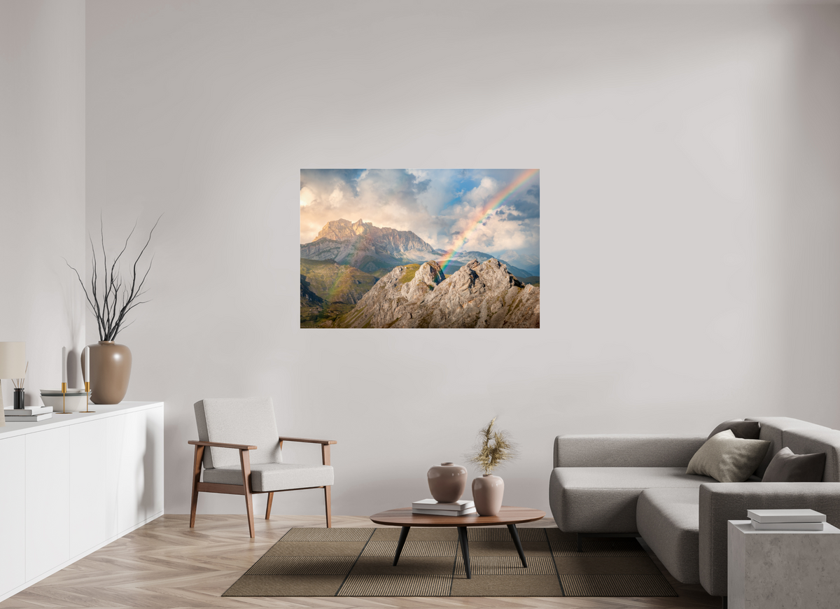 150 x 100 cm, Photo Print Under Acrylic Glass Rainbow over Rote Wand, Arlberg Alps