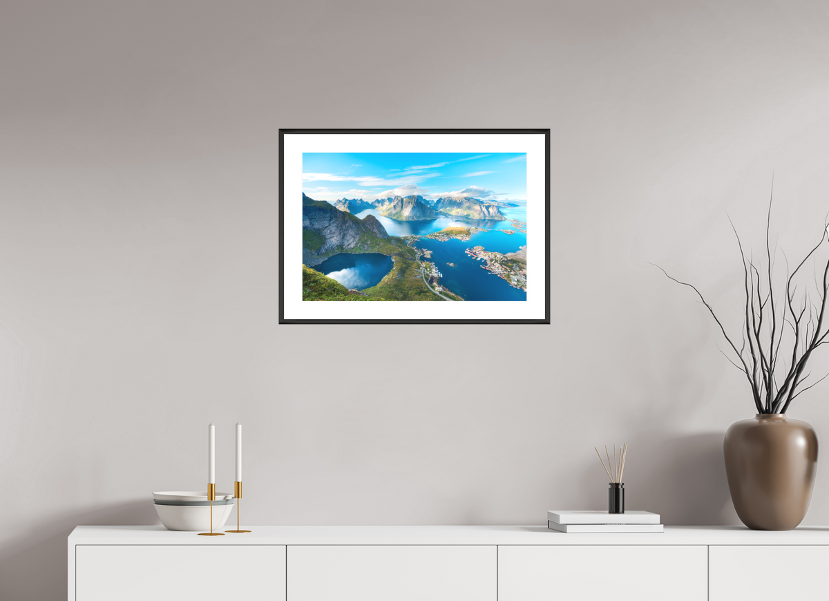 60 x 40 cm, Rahmen-Schwarz Reinebringen View, Lofoten Norway