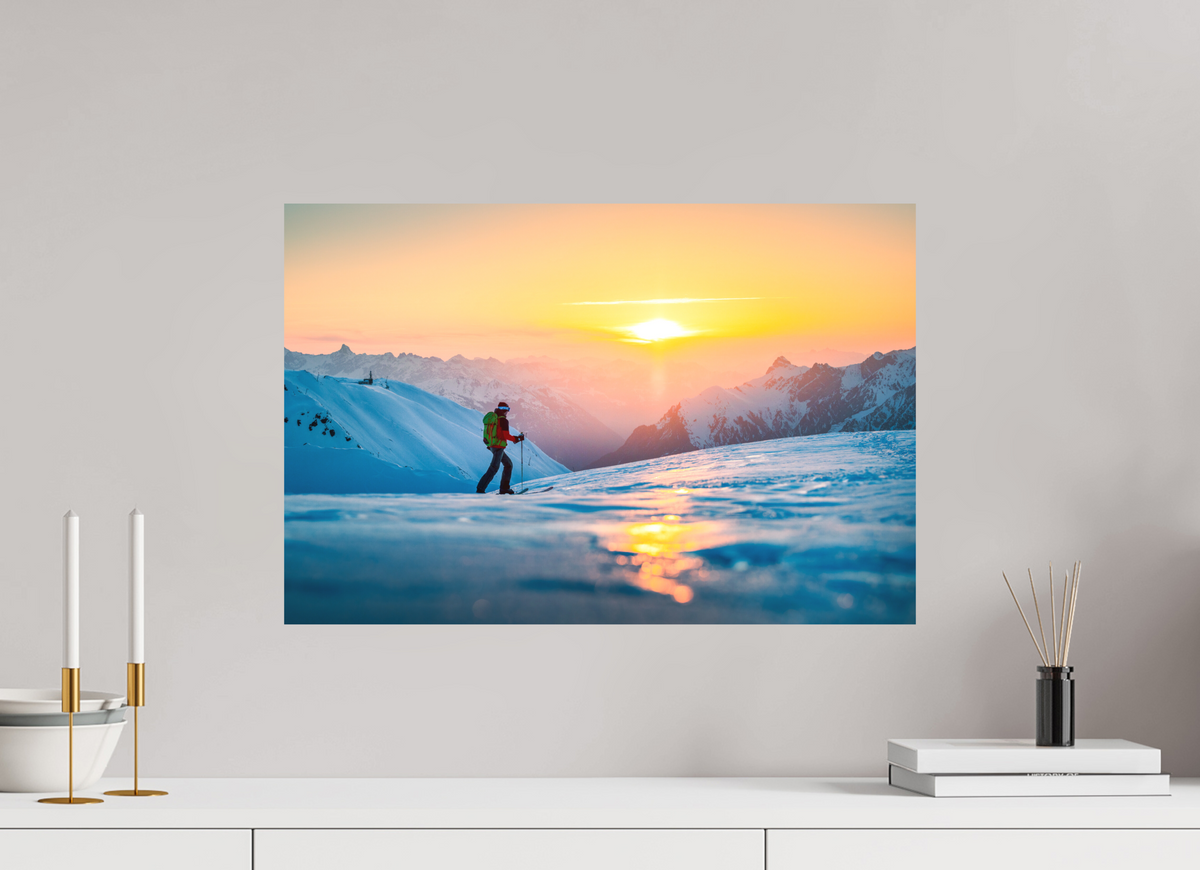 60 x 40 cm, Papierprint ohne Rahmen Ski Tour Sunset, Stuben Arlberg