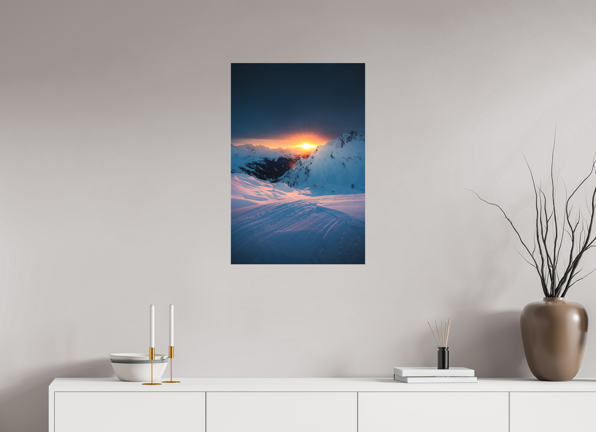 50 x 75 cm, Papierprint ohne Rahmen Sunset Above Zürs, Arlberg
