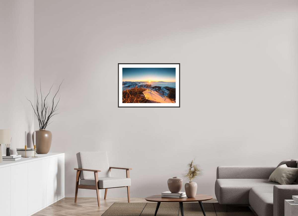 75 x 50 cm, Rahmen-Schwarz Sunset at the Hohe Matona, Vorarlberg