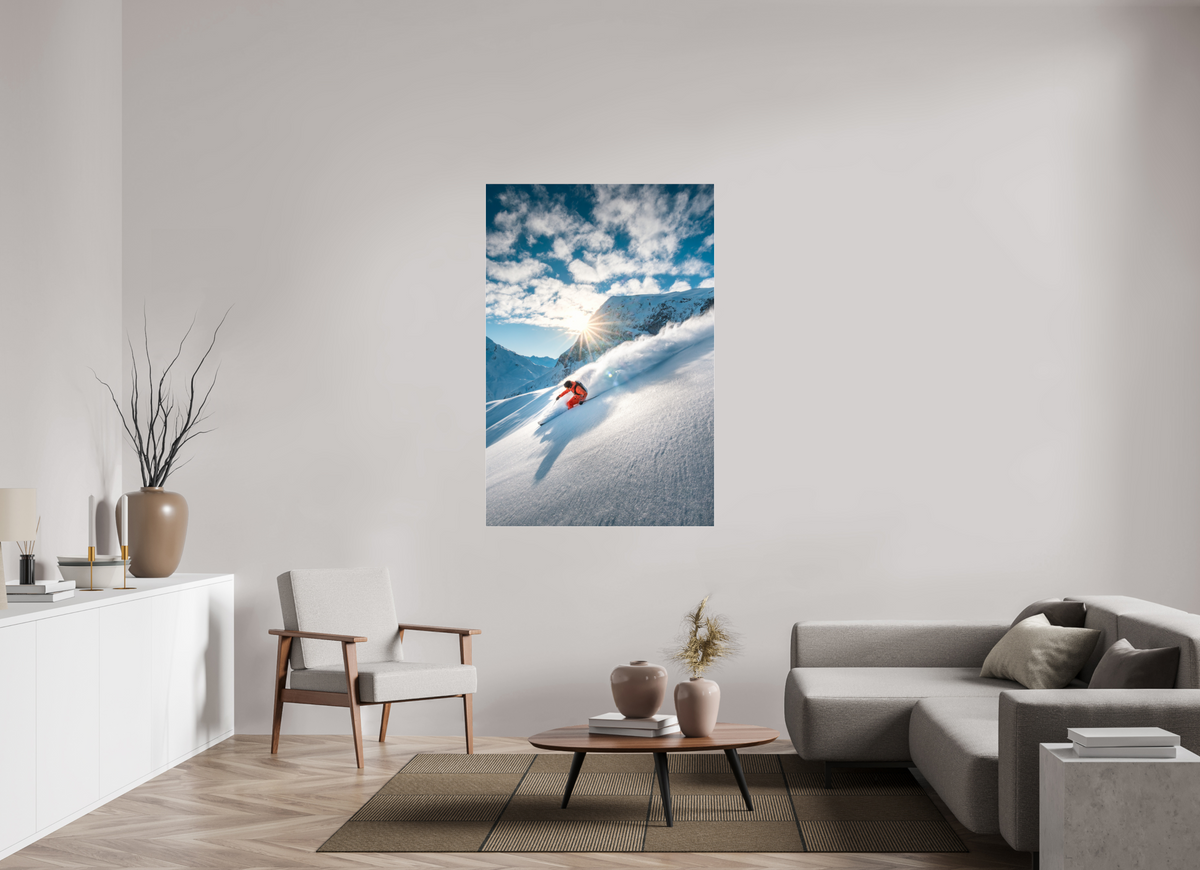 100 x 150 cm, Photo Print Under Acrylic Glass Freeride Skiing, Lech Zürs Arlberg