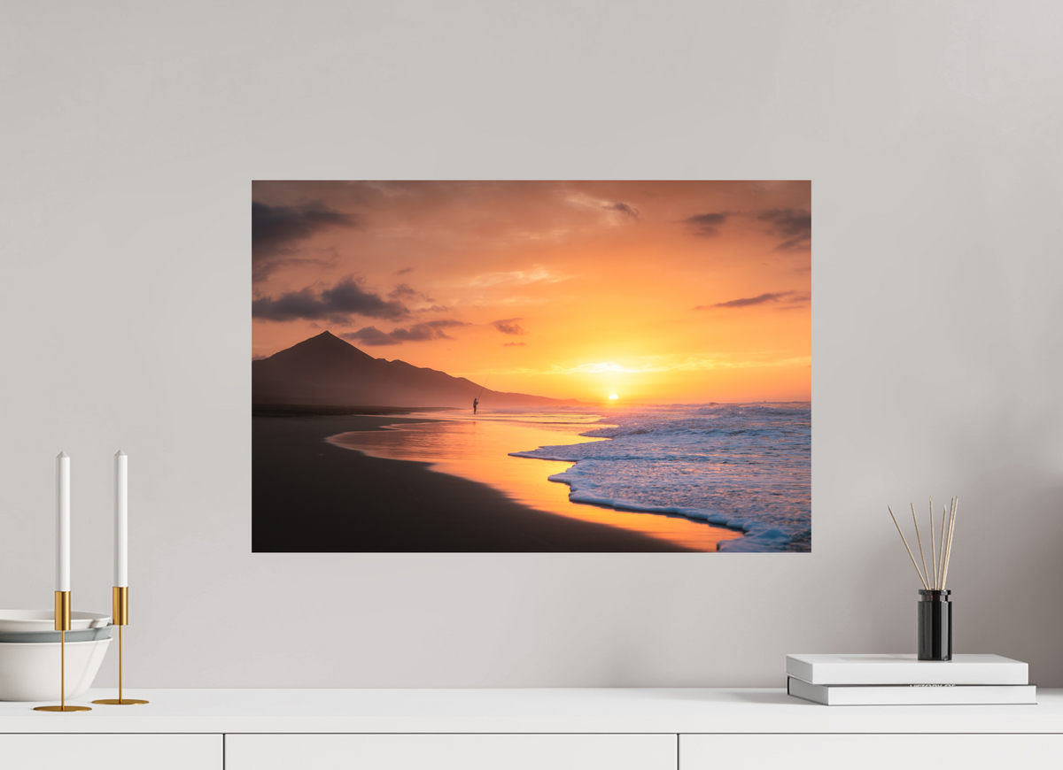 60 x 40 cm, Papierprint ohne Rahmen Sunset Angler at Cofete, Fuerteventura