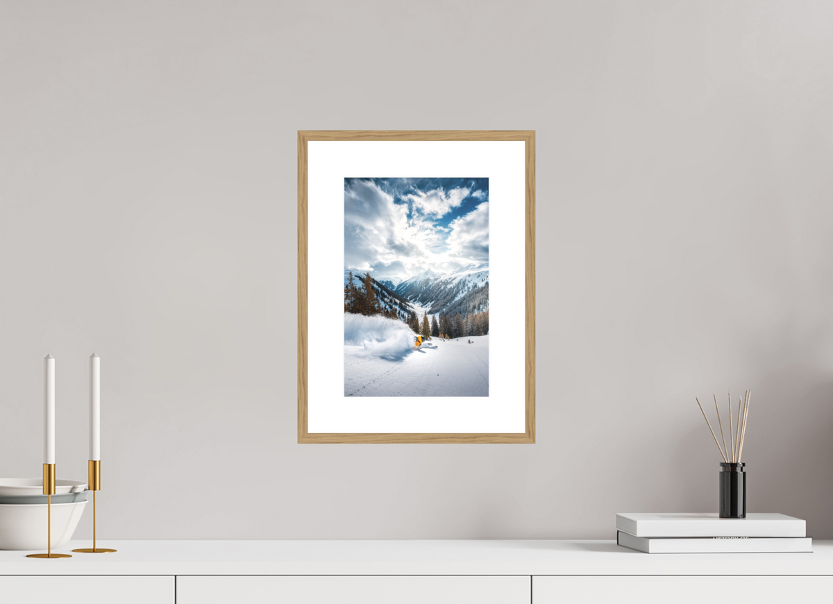 20 x 30 cm, Rahmen-Holzoptik Freeride in Deep Powder, Arlberg