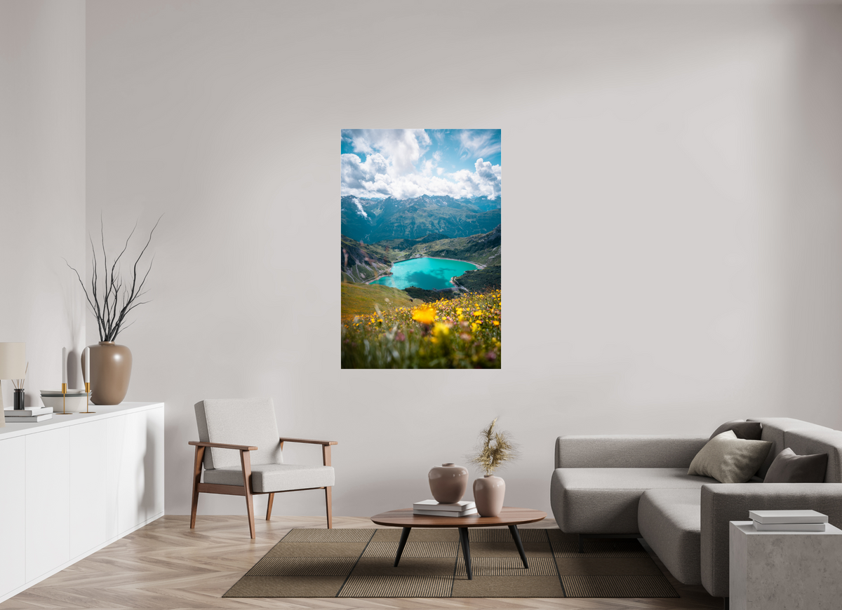 100 x 150 cm, Photo Print Under Acrylic Glass Turquoise Lake in Summer, Lech