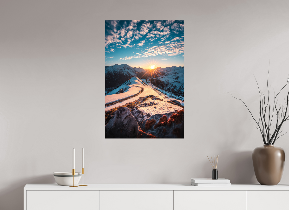 60 x 90 cm, Photo Print Under Acrylic Glass Kriegerhorn at Sunset, Lech