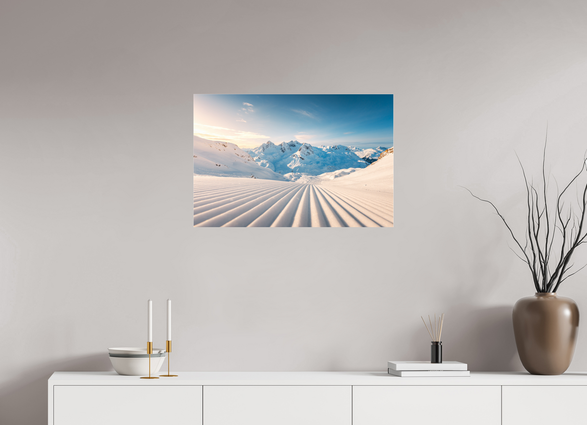 75 x 50 cm, Photo Print Under Acrylic Glass Freshly Groomed Slope, Zürs