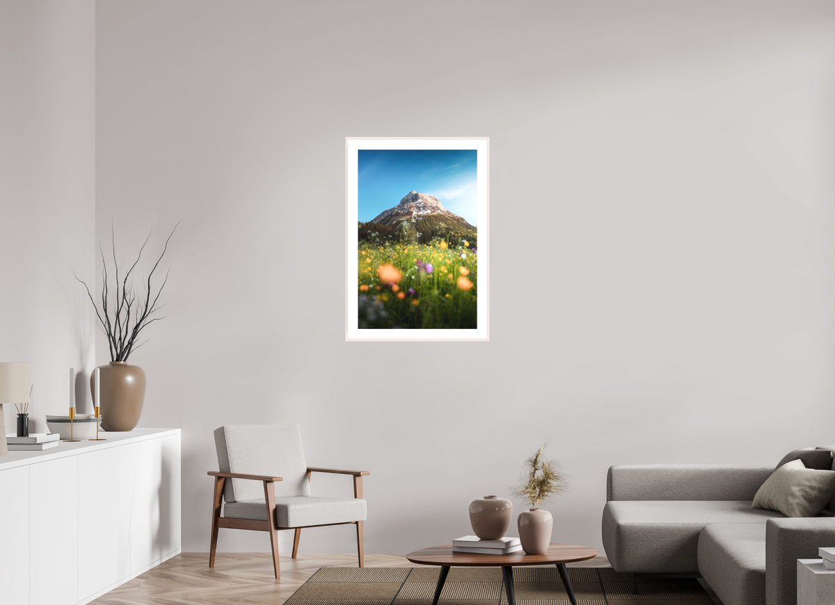 60 x 90 cm, Rahmen-Weiß Omeshorn in the Sunset Glow, Lech