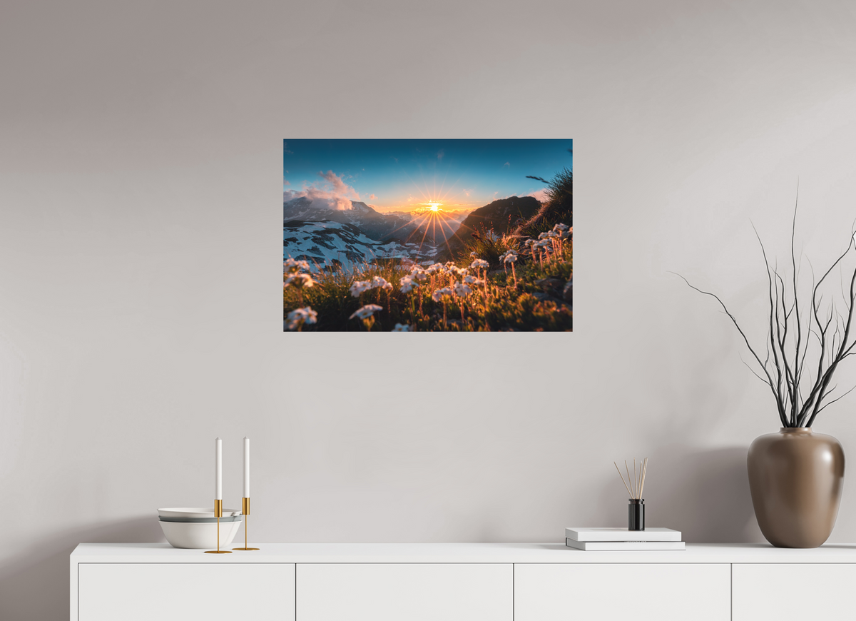 75 x 50 cm, Papierprint ohne Rahmen Sunset at the Madloch, Arlberg