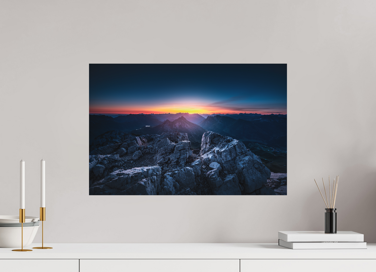 60 x 40 cm, Papierprint ohne Rahmen Sunrise at the Mohnenfluh, Lech