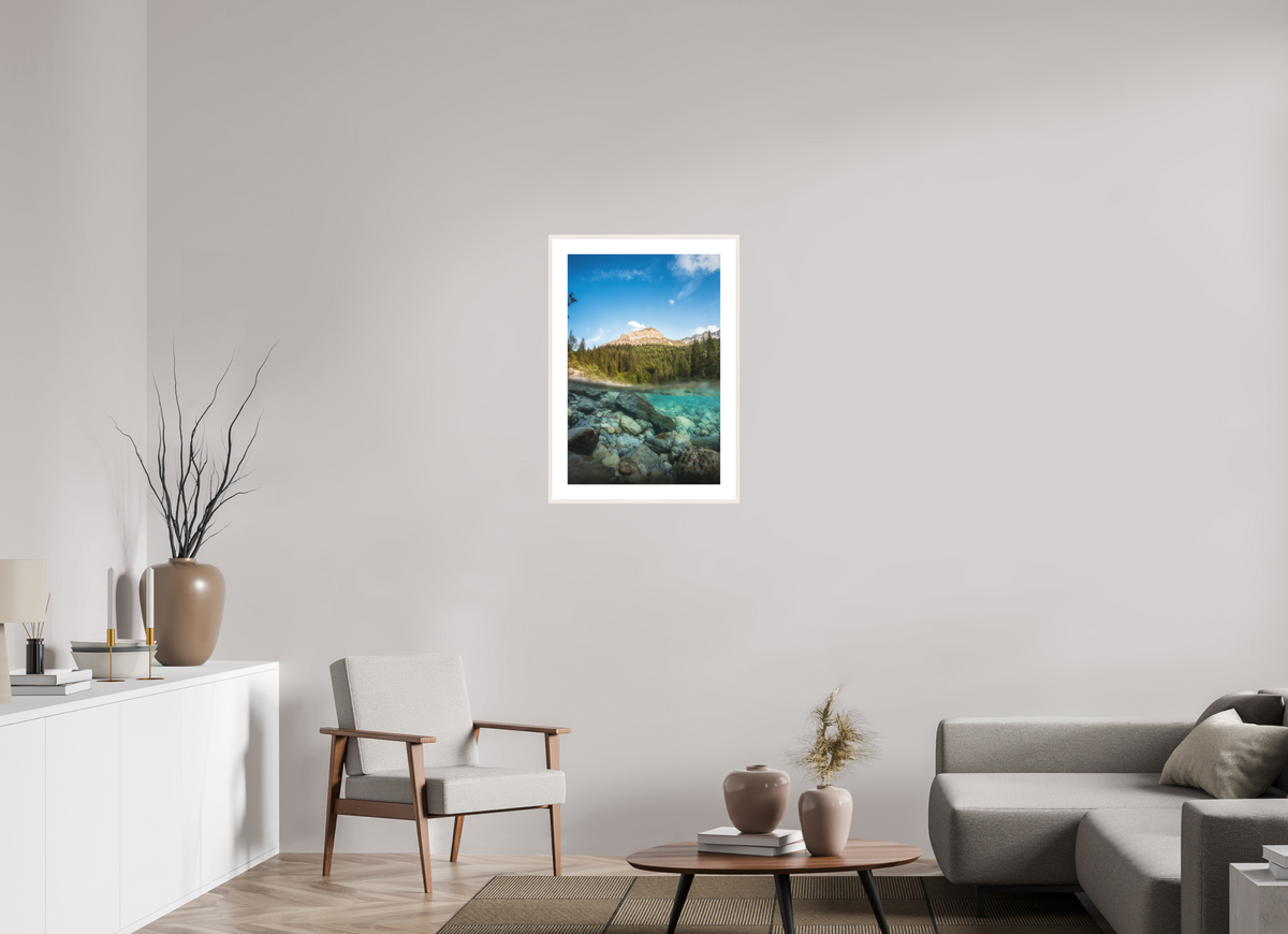50 x 75 cm, Rahmen-Weiß Summer on the Lech River, Arlberg