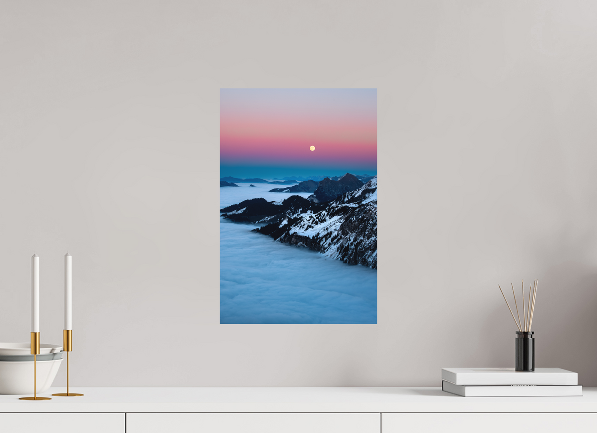 30 x 45 cm, Papierprint ohne Rahmen Moonrise Over the Sea of Fog, Hohe Matona