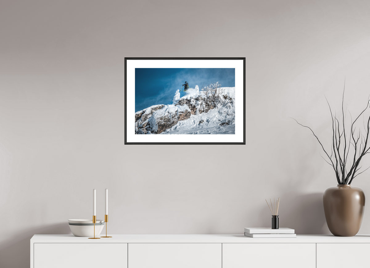 60 x 40 cm, Rahmen-Schwarz St. Anton Skiing, Arlberg Austria