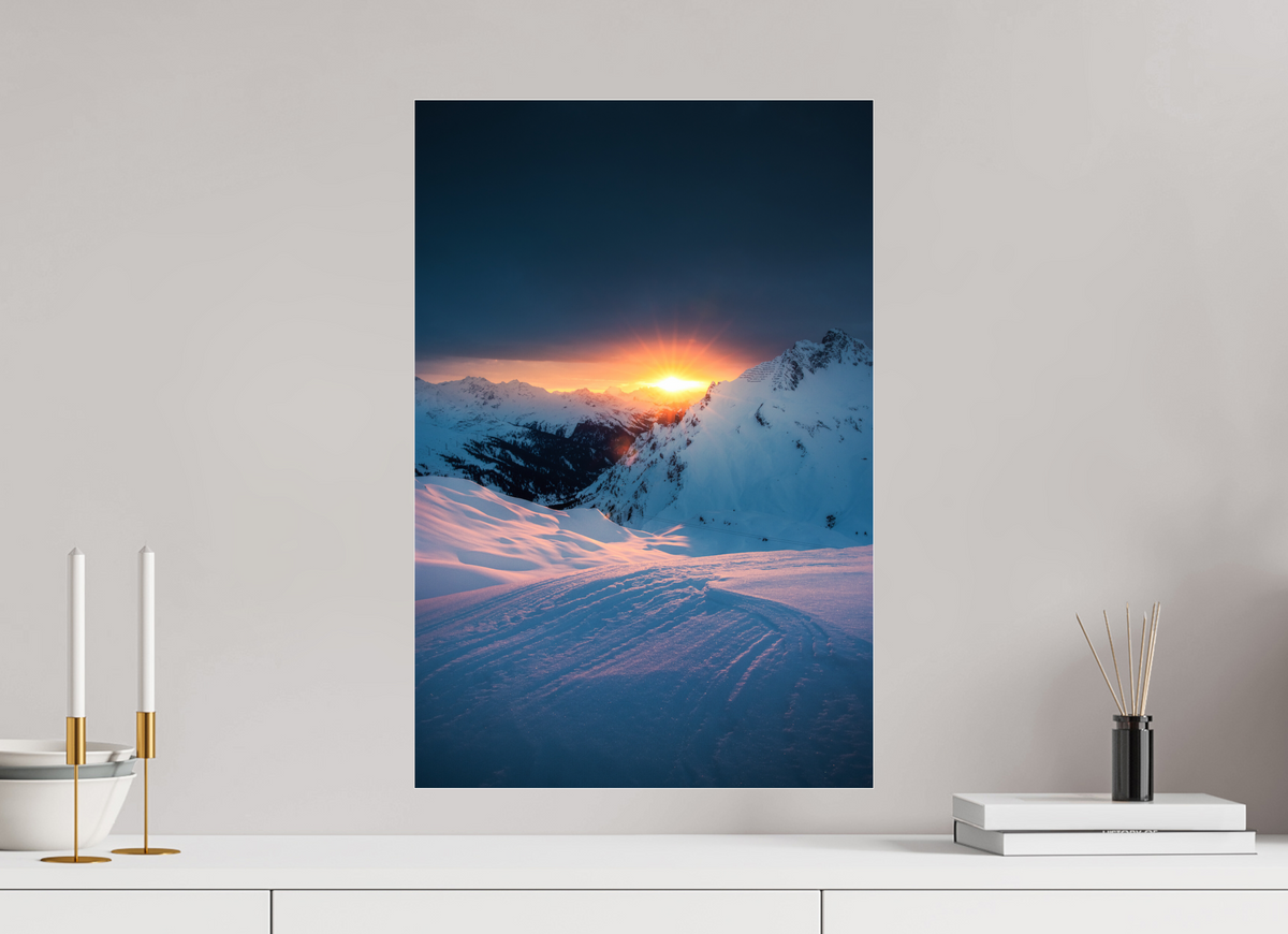 40 x 60 cm, Photo Print Under Acrylic Glass Sunset Above Zürs, Arlberg