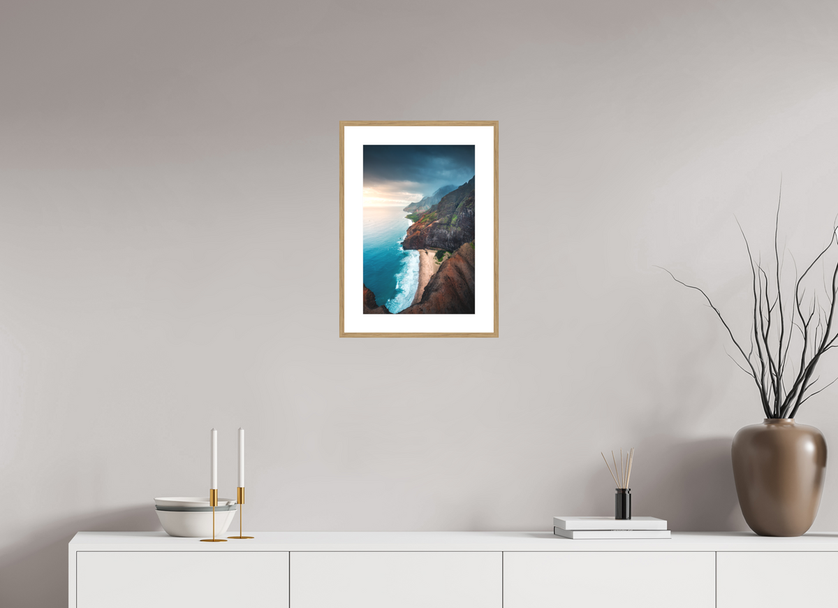 30 x 45 cm, Rahmen-Holzoptik Coastline Viewpoint, Kauai