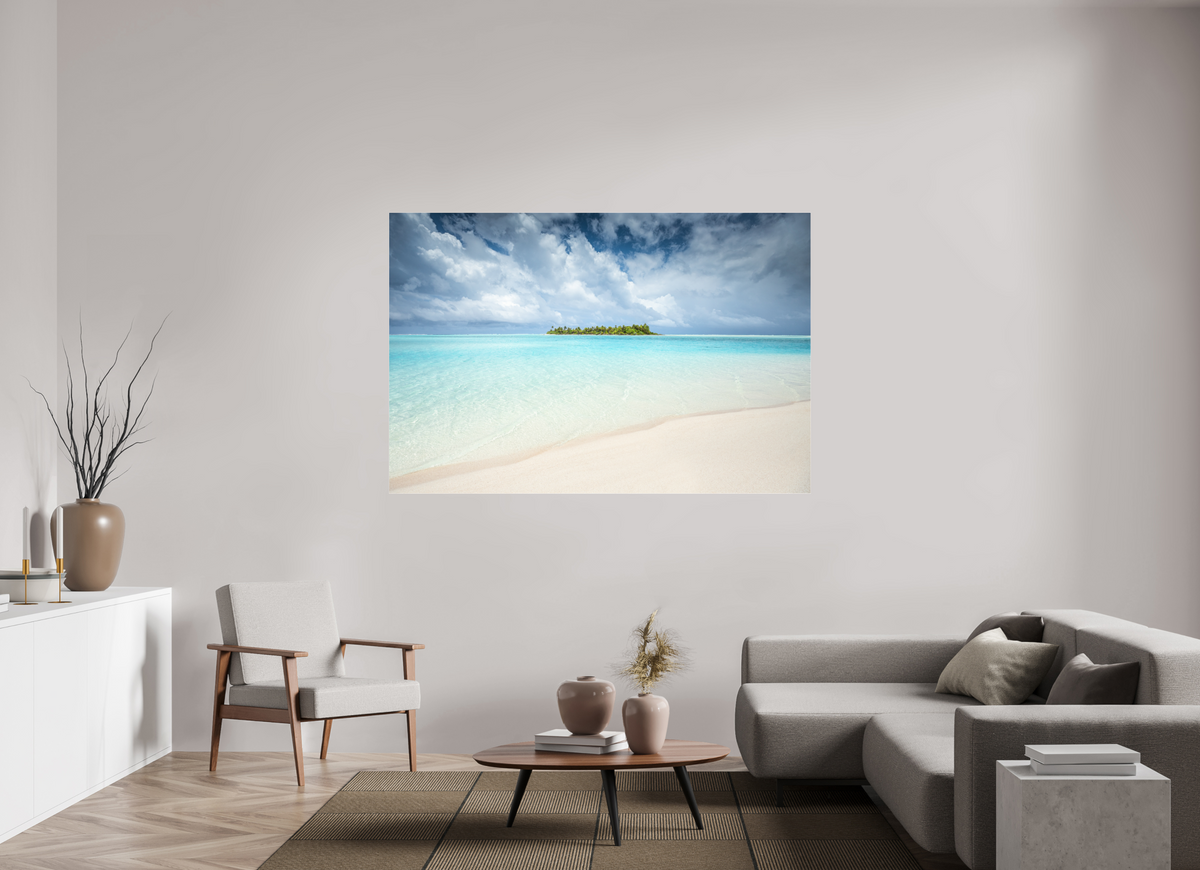 180 x 120 cm, Photo Print Under Acrylic Glass Island in the Lagoon, Aitutaki