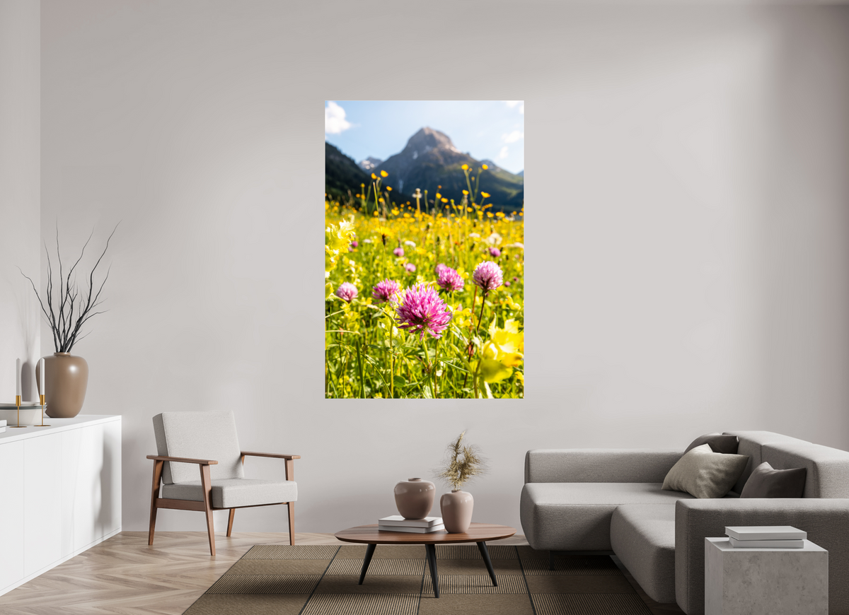 120 x 180 cm, Photo Print Under Acrylic Glass Wildflower Meadow Below the Peak