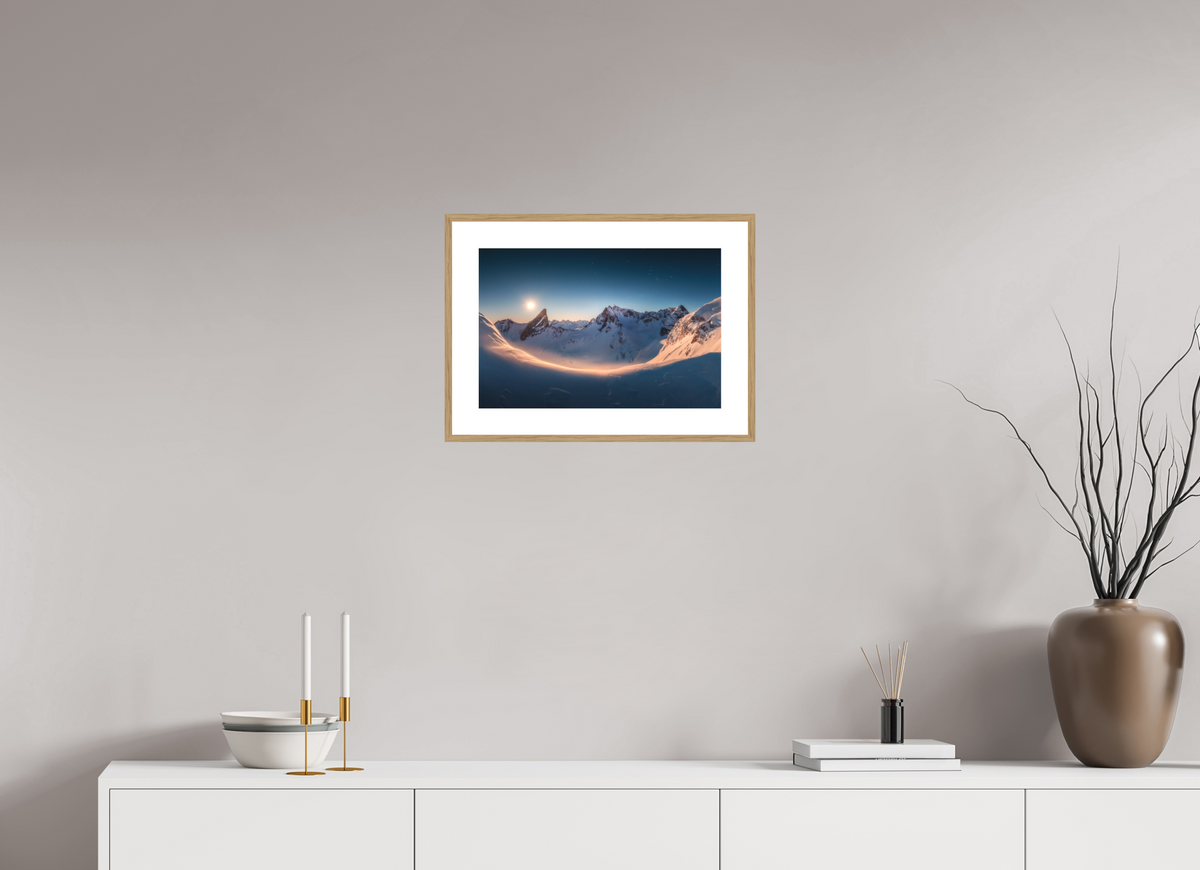 45 x 30 cm, Rahmen-Holzoptik Full Moon at the Valluga, Arlberg