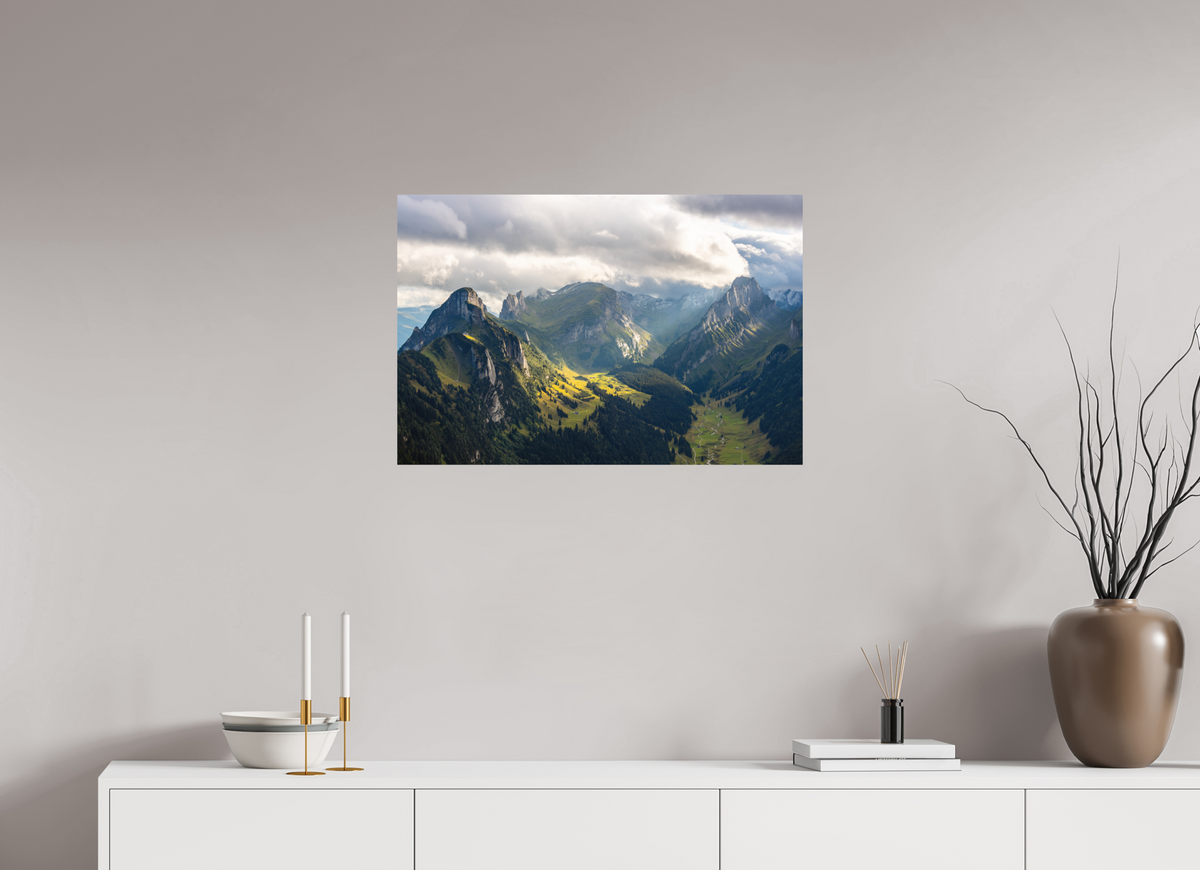 75 x 50 cm, Papierprint ohne Rahmen Valley in the Alpstein