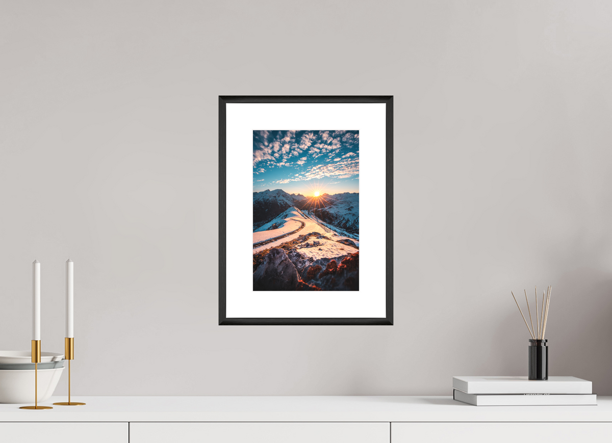 20 x 30 cm, Rahmen-Schwarz Kriegerhorn at Sunset, Lech