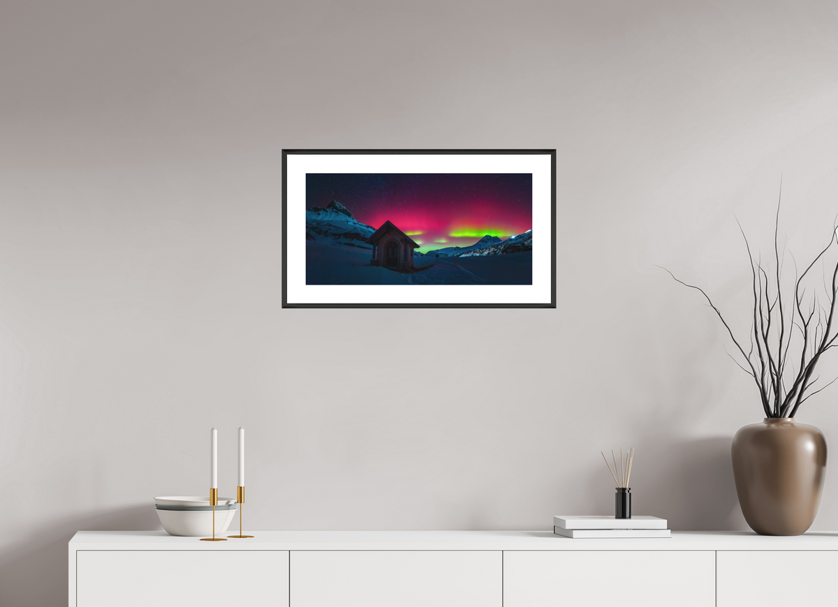 60 x 30 cm, Rahmen-Schwarz Polar Lights over Zürs, Arlberg