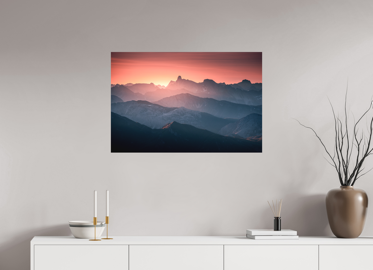 90 x 60 cm, Papierprint ohne Rahmen Mountain Layers Below the Mohnenfluh, Lech
